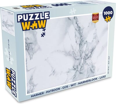 Puzzel Marmer - Patroon - Gijs - Wit - Marmerlook - Luxe - Legpuzzel - Puzzel 1000 stukjes volwassenen