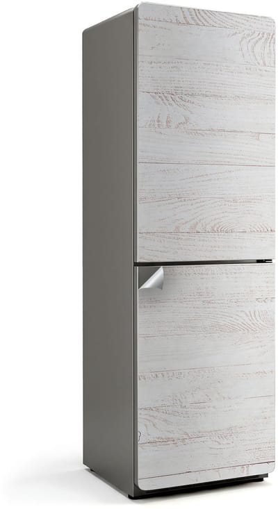 Wallfluent Koelkaststickers - Houten plankpatroon Koelkast Folie - 60 cm x 190 cm - Wit Koelkaststickers - Koelkast Wrap - Koelkast Versiering - Waterdichte Koelkast Sticker - Koelkast Design