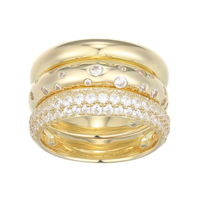 Cavill - Elegante Zilveren Ring - 925 Sterling Zilver Verguld - 90 Nigeriaanse Rondgeslepen Zirkonia 1,05 ct - Luxe Damesring Pavé