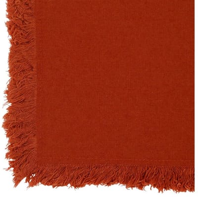 Servetten - VIER stuks - terracotta rood servet met franjerand - 35 x 35 cm