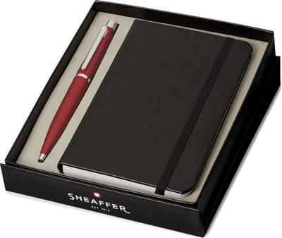 Sheaffer balpen giftset VFM - G9403 - F - excessive red chrome plated - met A6 notebook
