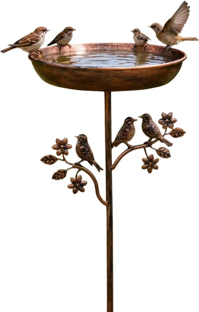 Stevig IJzeren Vogelbad Buiten – Vogeldrinkbak Tuin Ornament, Staand Vogelbad voor Tuin, Patio en Buiten