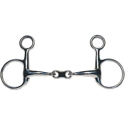 Dubbele verschillende bit voor paard met een vrije ring van roestvrij staal JP Korsteel