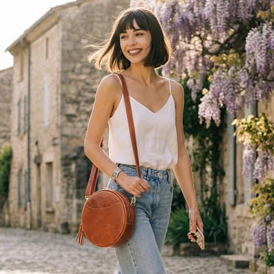 Trendy Leren Schoudertas voor Dames - Ronde Crossbody Tas met Stijlvolle Ontwerp en Ruime Opbergruimte