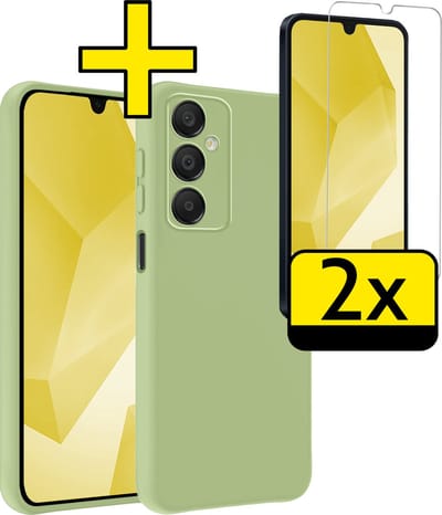 Hoesje - Met 2x Screenprotector - Geschikt voor Samsung Galaxy A16 - Sterk & Shockproof - Back Cover - Siliconen Case - Telefoon Hoes - Telefoonhoesjes - Groen