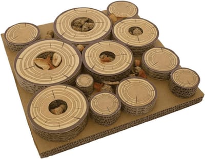 Houten Voedselpuzzel - Intelligente Speeltjes - Mentale Stimulatie - Natuurlijk Materiaal - 30 x 30 cm - Bruin