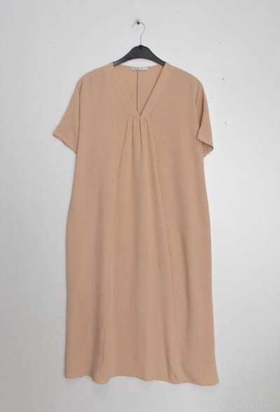Lange dames jurk Aneta-effen beige-Maat L/XL-strandjurk-zomerjurk