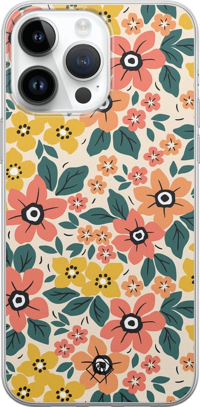 Casimoda® hoesje - Geschikt voor iPhone 14 Pro Max - Blossom - Siliconen/TPU telefoonhoesje - Backcover - Bloemen - Multi