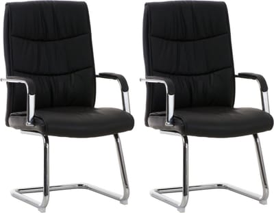 CLP Caro Set van 2 eetkamerstoelen - met armleuning - Kunstleer - zwart
