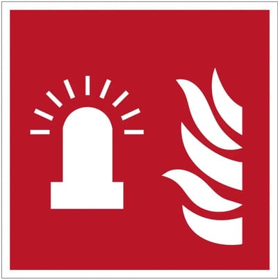 Brandalarm flitslicht bord – F018 | gecoat dibond materiaal | 10 x 10 cm