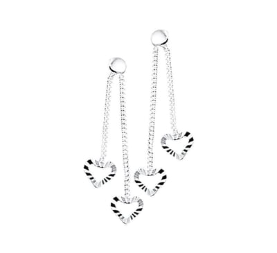 YO&NO - Oorbellen - Zilver - Oorhangers - Hart - Steker - Gediamanteerd - 28mm - 5,8mm - Kinderen - Zilver 925