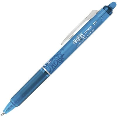 Pilot Lichtblauwe FriXion Ball 0.7mm Clicker Pen - Lichtblauwe uitgumbare balpen