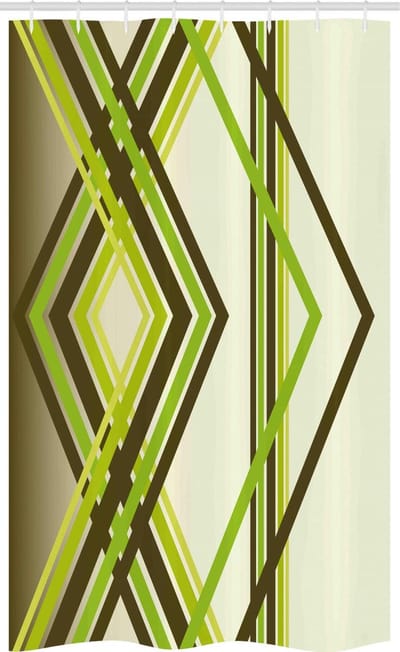 ABAKUHAUS Geometrisch Douchegordijn – Diamantvormen – 120x180 cm – Lindengroen