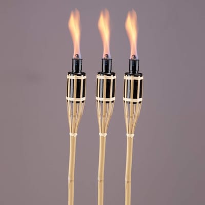 Bamboe Fakkels - Tuinverlichting Fakkel - Buiten Sfeer Creëren - Brandduur 4-5 Uur - 60cm Hoog - Zwart
