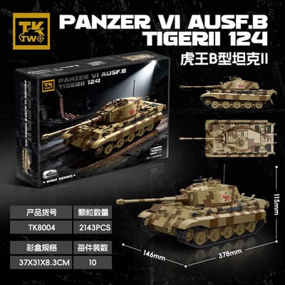 Hoge Kwaliteit Tk8004 Leger stijl Hoge Kwaliteit Bouwen Hoge Kwaliteit Blokken Hoge Kwaliteit Koning Hoge Kwaliteit Tijger Grote maat Gepantserde gevechtsvoertuig Tiger King Tank