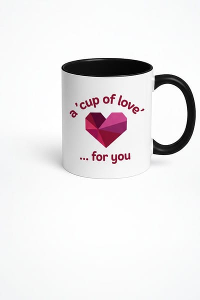 Mok 'A Cup Of Love' | Romantische Keramische Beker met Geometrisch Hart Design | Liefde Cadeau