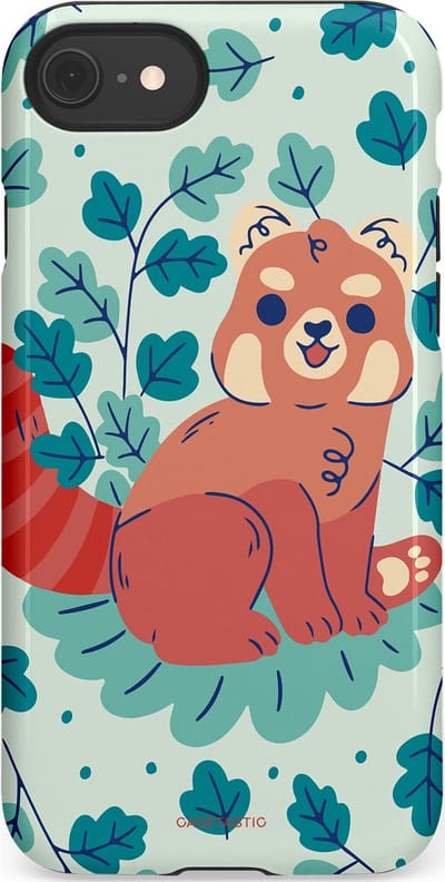 Casetastic Hoesje Geschikt voor Apple iPhone 7/8/SE - Stijlvolle Beschermende Duo-layer Case - Rode panda tuin