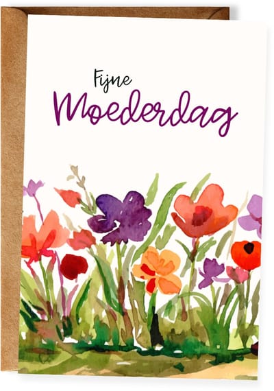 Moederdagkaart - Fijne Moederdag – Wenskaart voor Moeder - Bloemen - Ansichtkaart - (10x15 cm incl. envelop)