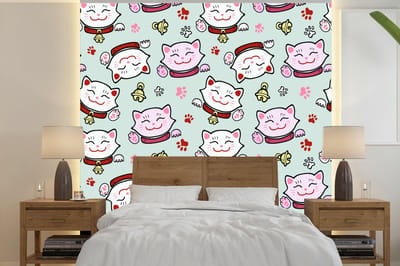 Behang - Fotobehang Kat - Huisdieren - Patroon - Breedte 240 cm x hoogte 240 cm