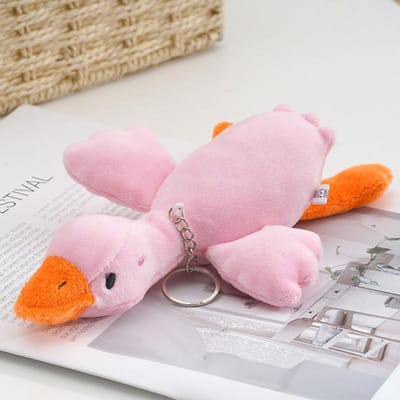 18cm Cartoon Eend Pluche Sleutelhanger Kawaii Gans Hanger Pluche Speelgoed Ideaal voor Vrouwen Meisjes Jongens Speelgoedpop Tas Accessoires Autosleutelhanger Cadeaus 18cm roze