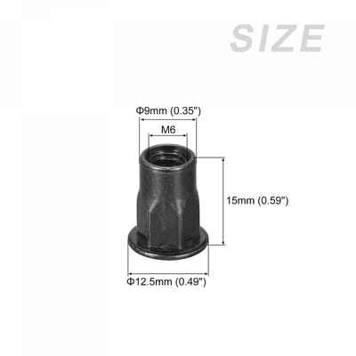 Dailygoods- Klinkmoeren M6 - 50 Stuks - Koolstofstaal - Half Zeskant - Schroefdraad - Inzetstuk - Inzetmoeren