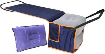 Vliegtuig Voetsteun - Reis Hangmat - Comfortabel Reizen - Meer Beenruimte - 104cm x 40cm - Diepblauw