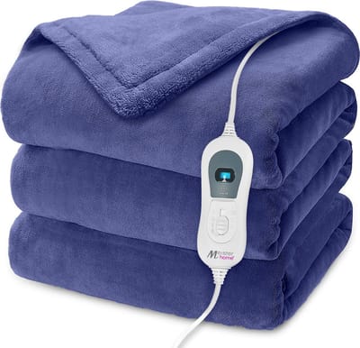 Meisterhome xxl Elektrische Warmtedeken - Bovendeken - 1 Persoons - 3 Standen - Met Timer - 180 x 130 cm - Donker blauw TÜV-SUD GS CE