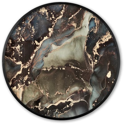Poster in lijst Rond - Fotolijst 60x60 cm - Posters - Marmer - Goud - Groen - Ronde posterlijst zwart - Decoratie - Wanddecoratie woonkamer - Muurdecoratie slaapkamer
