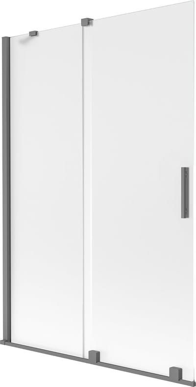 Mexen Velar badwand 2-delig schuifbaar 120 x 150 cm, matglas, kanonnenmetaal - 896-120-000-31-95