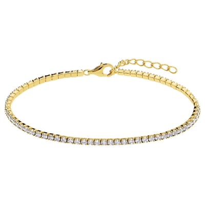 Lucardi - Dames Zilveren goldplated tennisarmband - Armband - 925 Zilver - Goudkleurig - 19 cm
