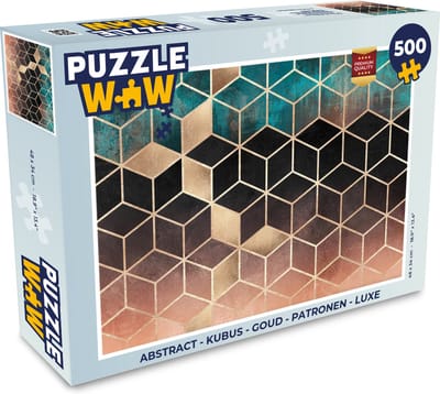Puzzel Abstract - Kubus - Goud - Patronen - Luxe - Legpuzzel - Puzzel 500 stukjes