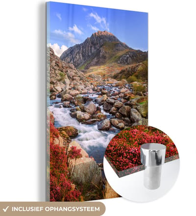 ® Glasschilderij 120x180 cm - Schilderij acrylglas - Berglandschap van het Nationaal park Snowdonia - Foto op glas - Muurdecoratie woonkamer - Wanddecoratie slaapkamer - Schilderijen