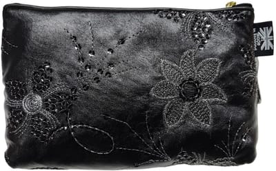 Vagabond - Toilettas - Medium Sack - "Black Diva"- Imitatieleder met Prachtige Embroidery - afmeting 26 x 8 x 16 cm.