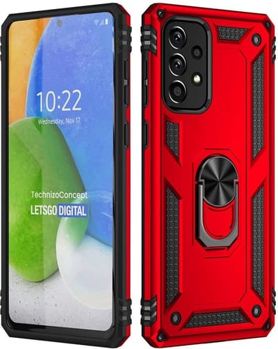 Hoesje Geschikt Voor Samsung Galaxy A73 5G Hoesje Armor Anti-shock Backcover Rood - Galaxy A73 5G - A73 5G Backcover kickstand Ring houder cover TPU backcover oTronica