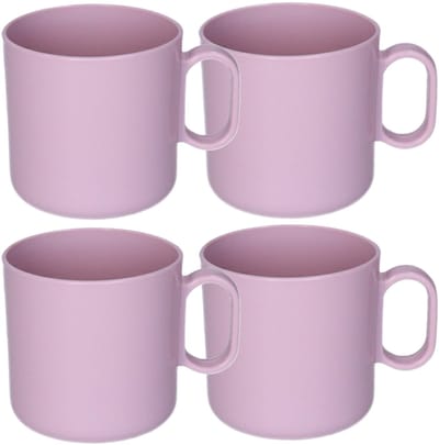 Plasticforte onbreekbare Drinkbekers - 4x - kunststof - 320 ml - roze - kinderen - camping - mokken