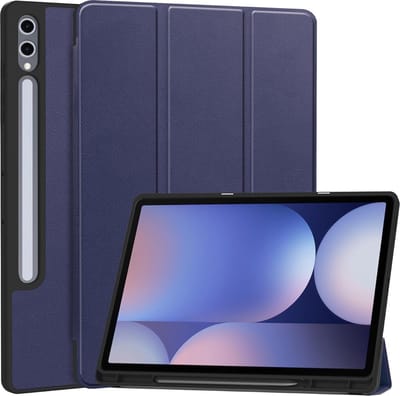 Tablet Hoes Geschikt voor Samsung Galaxy Tab S10 Plus / S9 FE Plus hoes Donker Blauw tri-fold bookcase met auto/wake functie