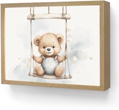Wandlamp 40x30 cm - Oplaadbaar - Beer - Baby - Dier - Kinderen - Wandlampen binnen woonkamer - Slaapkamer lamp - Decoratieve nachtlamp - Vloerlamp draadloos