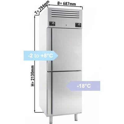 GGM Gastro Kühl- & Tiefkühlkombination Edelstahl Premium PLUS - GN 2/1 - 520 Liter - mit 2 Halbtüren Zilver