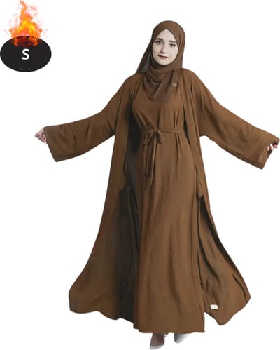 Bovista Islamitische Kleding - Djellaba Dames - Moslim Kleding - Arabisch Dames Kaftan - Alhamdulillah - Koffie S