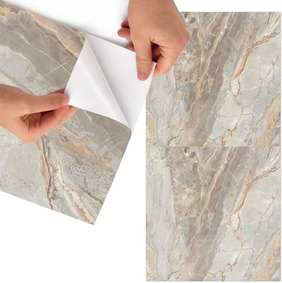 Tulup Meubelfolie - Marmeren elegantie Wrapfolie Keuken - 65x130 cm - Romig Meubelfolie - Meubelfolie Zelfklevend - Klassiek Meubelfolie - Wrapfolie Keuken - Wanddecoratie - Texturen
