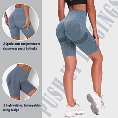 Dames sportshorts met hoge taille - Naadloze fitnessbroek voor actieve training