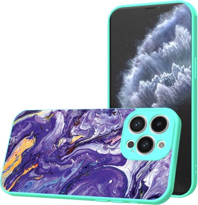 Smartphonica Telefoonhoesje Geschikt voor iPhone 11 Pro met Paars Goud Marmer opdruk - TPU Back Cover Case Purple Gold Marble Design - Turquoise geschikt voor iPhone 11 Pro