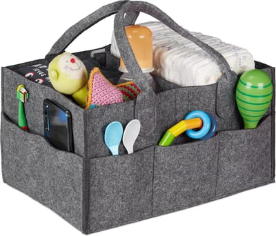luiertas baby, 11 vakken, uitneembare schotjes, draagbare verzorgingstas, luiertafel organizer, donkergrijs