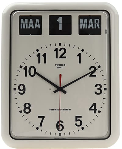 Twemco BQ12A - Klok - Rechthoekig - Kunststof - 7.5x38 cm - Wit