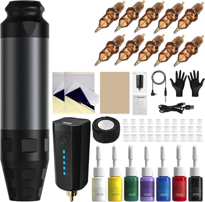 NBAP® Tattoo Machine met Accessoires - Tattoo kit Draadloos - Complete Set - Zwart