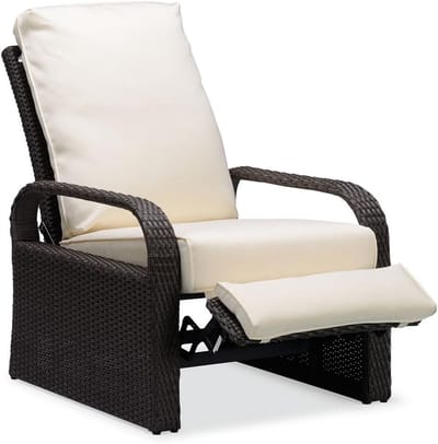 Verstelbare Luxe Loungestoel Buiten voor Tuin en Terras - UV-bestendig Rotan Ligstoel met Kussen