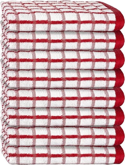 Keukenschotelhanddoeken - Keukendoeken Schoteldoeken - Keuken Schoonmaken - Absorberende Badstof - 15x25 cm - Rood