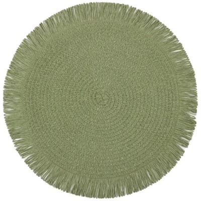 Ronde Gevlochten Placemats Franje Papier Tafelmatten Handgeweven Antislip Isolatie Placemats Theekop Onderzetters Eettafel Decoraties Diameter 38cm groen