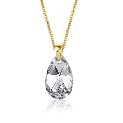 Montebello Ketting Jan DG515 - Swarovski Druppel - 925 Zilver Verguld - 16mm - 50cm