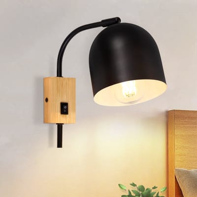 NETTLIFE Wandlamp - Zwart - E27 Fitting - met schakelaar - draaibare Design - Metaal - vintage hal lamp - voor kinderkamer | woonkamer | slaapkamer | trap - Zonder Lichtborn
